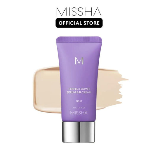 [MISSHA Official] M Perfect Cover Serum BB Cream (35Ml) - Bifida Ferment Lysate Serum-Infused BB Cream for Anti-Aging Skin Rejuvenation, Skin Tint, Tinted Moisturizer, Skin Care Foundation Makeup,Superfood Complex,Glass Skin Cardibb OGBB Purplebb