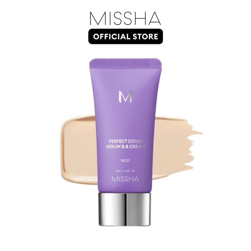 [MISSHA Official] M Perfect Cover Serum BB Cream (35Ml) - Bifida Ferment Lysate Serum-Infused BB Cream for Anti-Aging Skin Rejuvenation, Skin Tint, Tinted Moisturizer, Skin Care Foundation Makeup,Superfood Complex,Glass Skin Cardibb OGBB Purplebb